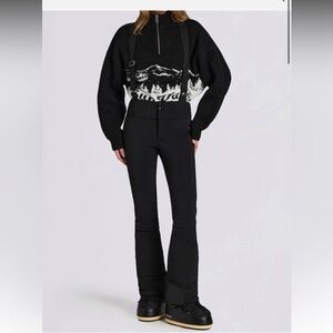 Waterproof High-rise Pants With Suspenders In Black